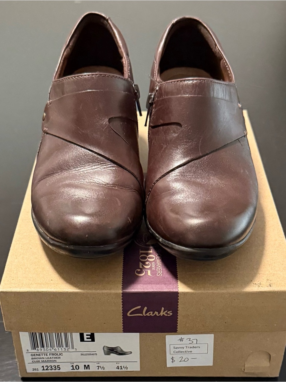 Clarks Genette Frolic Booties Women’s Size 10M Brown Leather Side-Zip